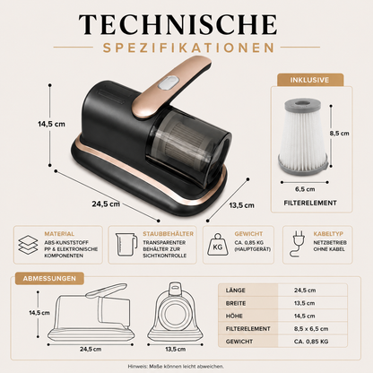 Kabelloser Matratzensauger mit UV & HEPA-Filter – Gründliche Tiefenreinigung