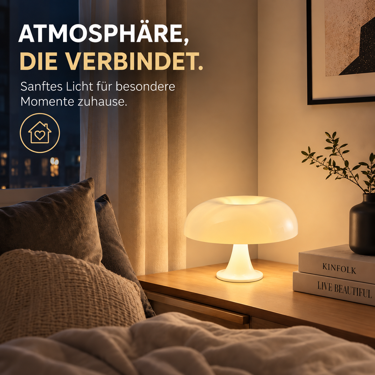 Moderne LED Pilz Tischlampe – Dimmbares Ambient Licht
