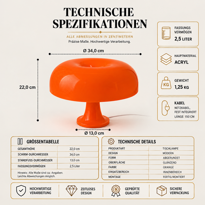 Moderne LED Pilz Tischlampe – Dimmbares Ambient Licht