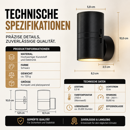 LED-Nachtlicht für die Steckdose mit Sensor & Dimmfunktion