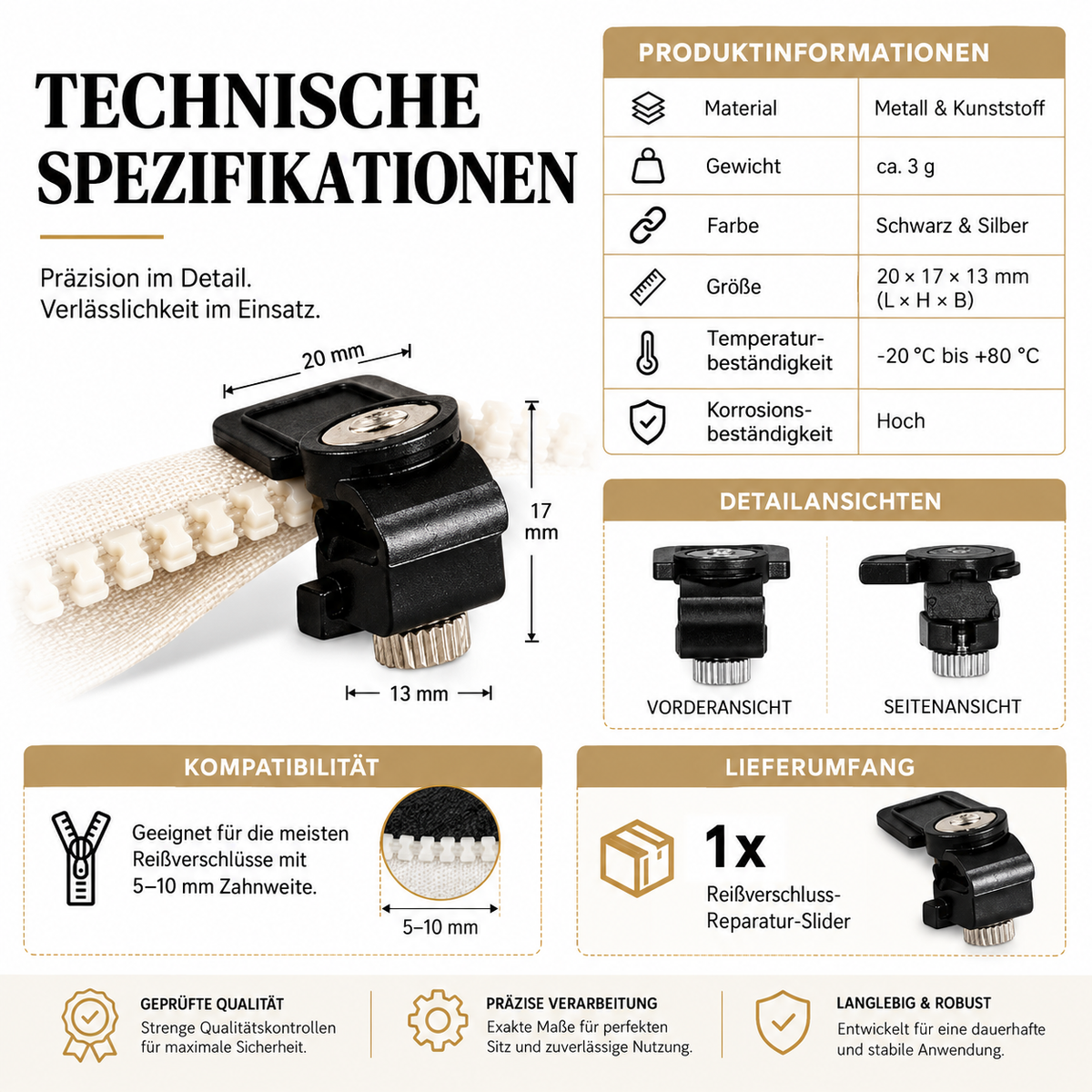 Reißverschluss-Reparaturset – Reißverschlüsse schnell & einfach reparieren
