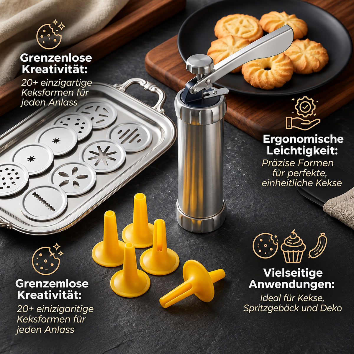 Premium-Kekspresse-Satz – Perfekte Kekse wie vom Profi