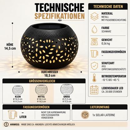 Solar LED Tischlampe Im Freien– Warmes Licht & stilvolle Deko