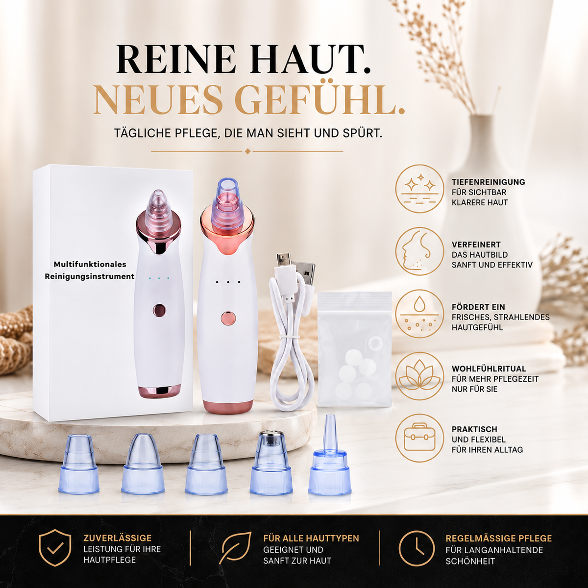 Gesichtsreiniger mit Vakuum – Porenreinigung & Hautpflege Gerät