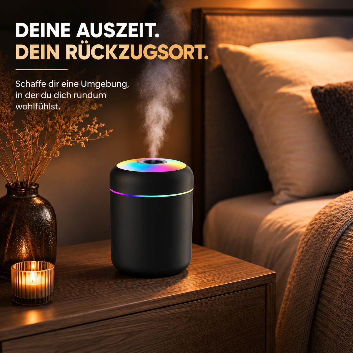 Kompakter USB-Luftbefeuchter mit LED-Beleuchtung – Für Zuhause & Auto