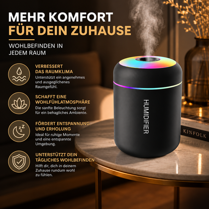 Kompakter USB-Luftbefeuchter mit LED-Beleuchtung – Für Zuhause & Auto