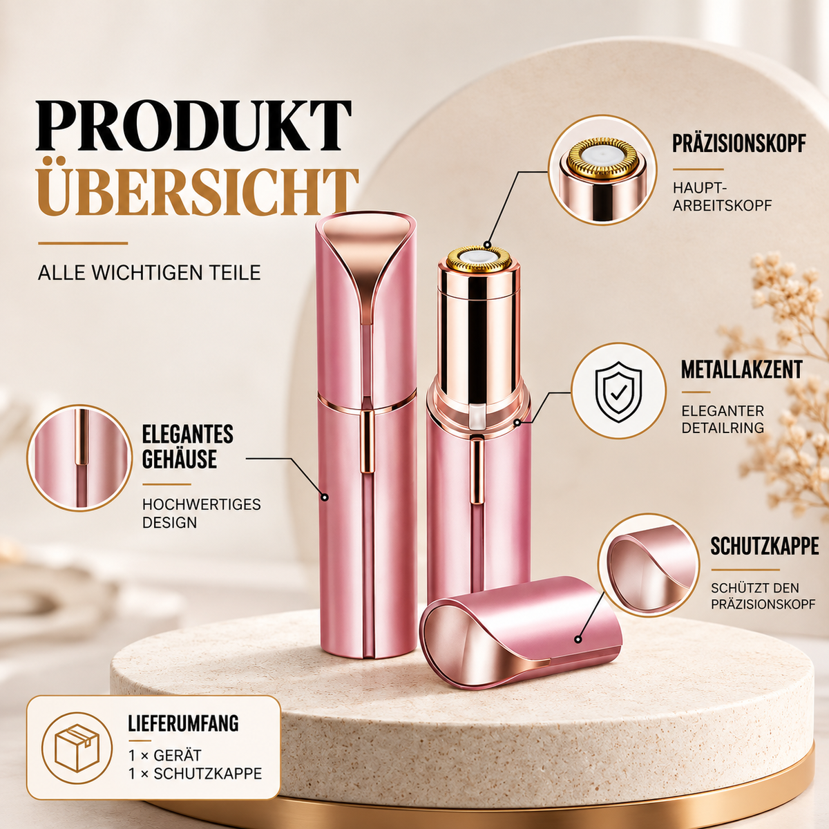 Präziser Elektrischer Gesichtshaarentferner im Lippenstift-Design