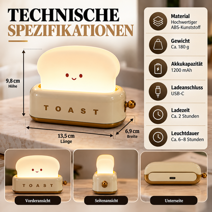 Süße Toast-Nachtlampe – Warmes LED-Licht mit Timerfunktion