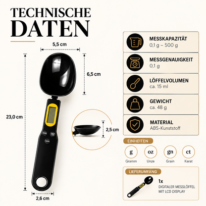 Digitaler Messlöffel mit LCD-Display für präzises Abmessen