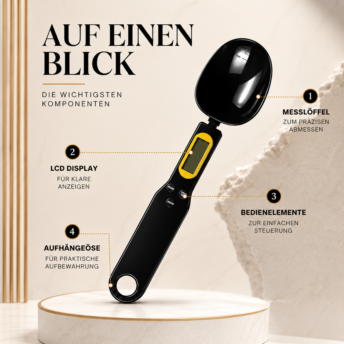 Digitaler Messlöffel mit LCD-Display für präzises Abmessen