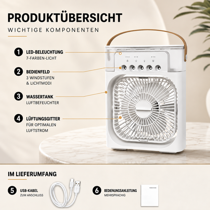 Tragbarer Mini-Luftkühler mit LED & USB