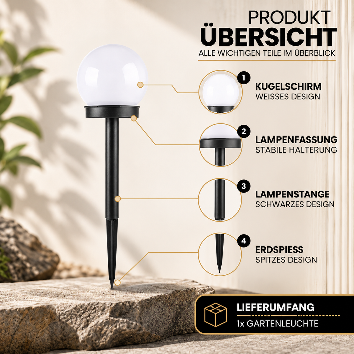 Solar Kugelleuchte für Garten – Stilvolle LED Außenbeleuchtung