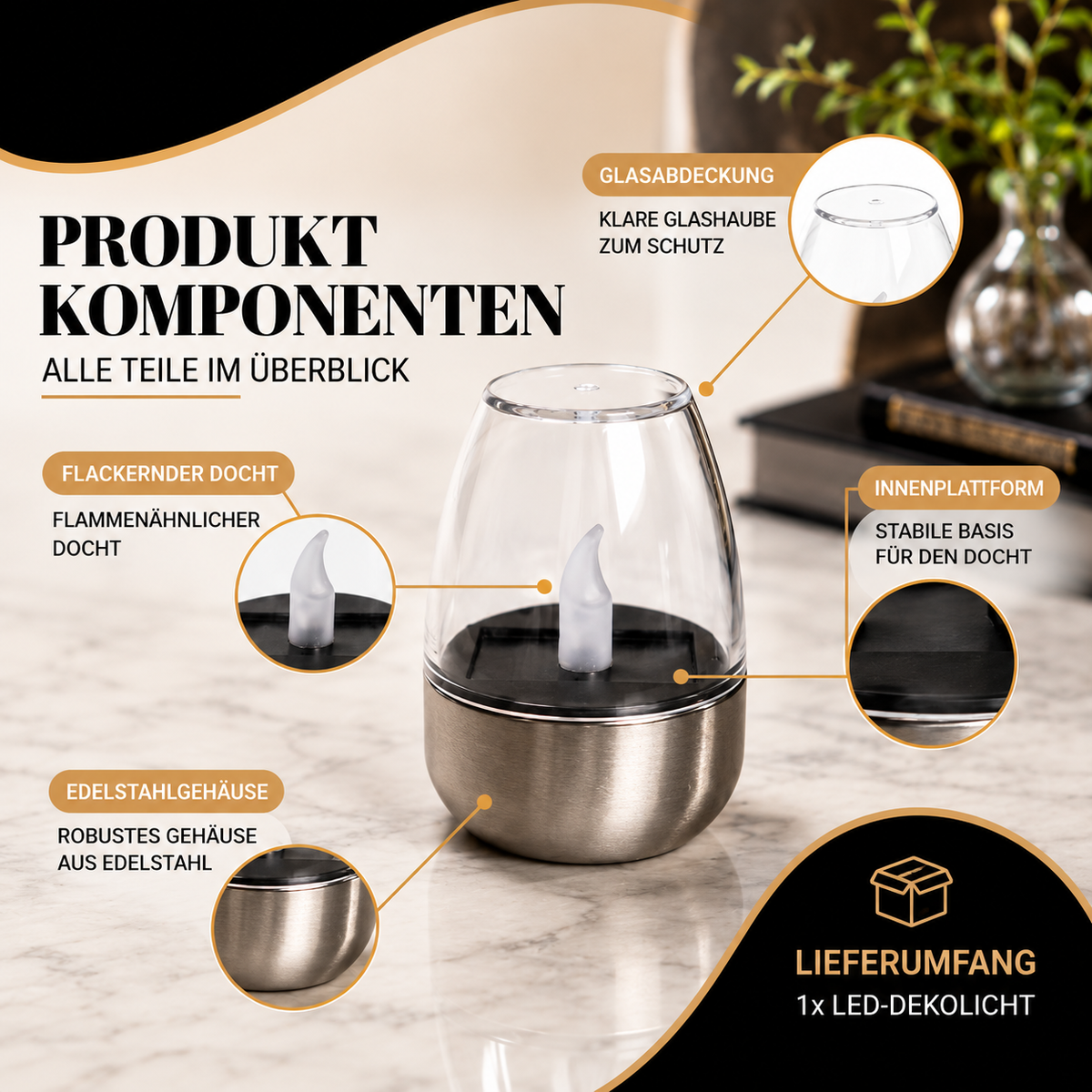 Solar LED Kerzenlicht – Warmes Flackerlicht für Garten & Deko