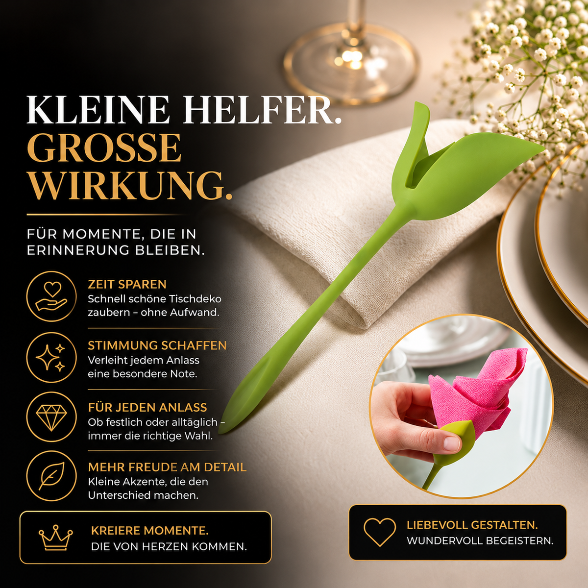 Elegante Blumen Serviettenhalter für stilvolle Tischdeko