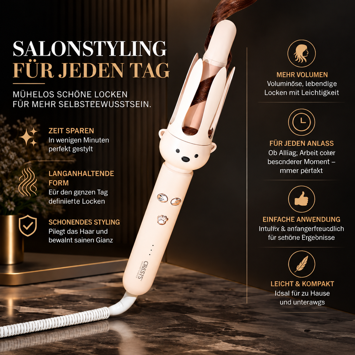 Automatischer Lockenstab für perfekte Wellen – einfach & schnell