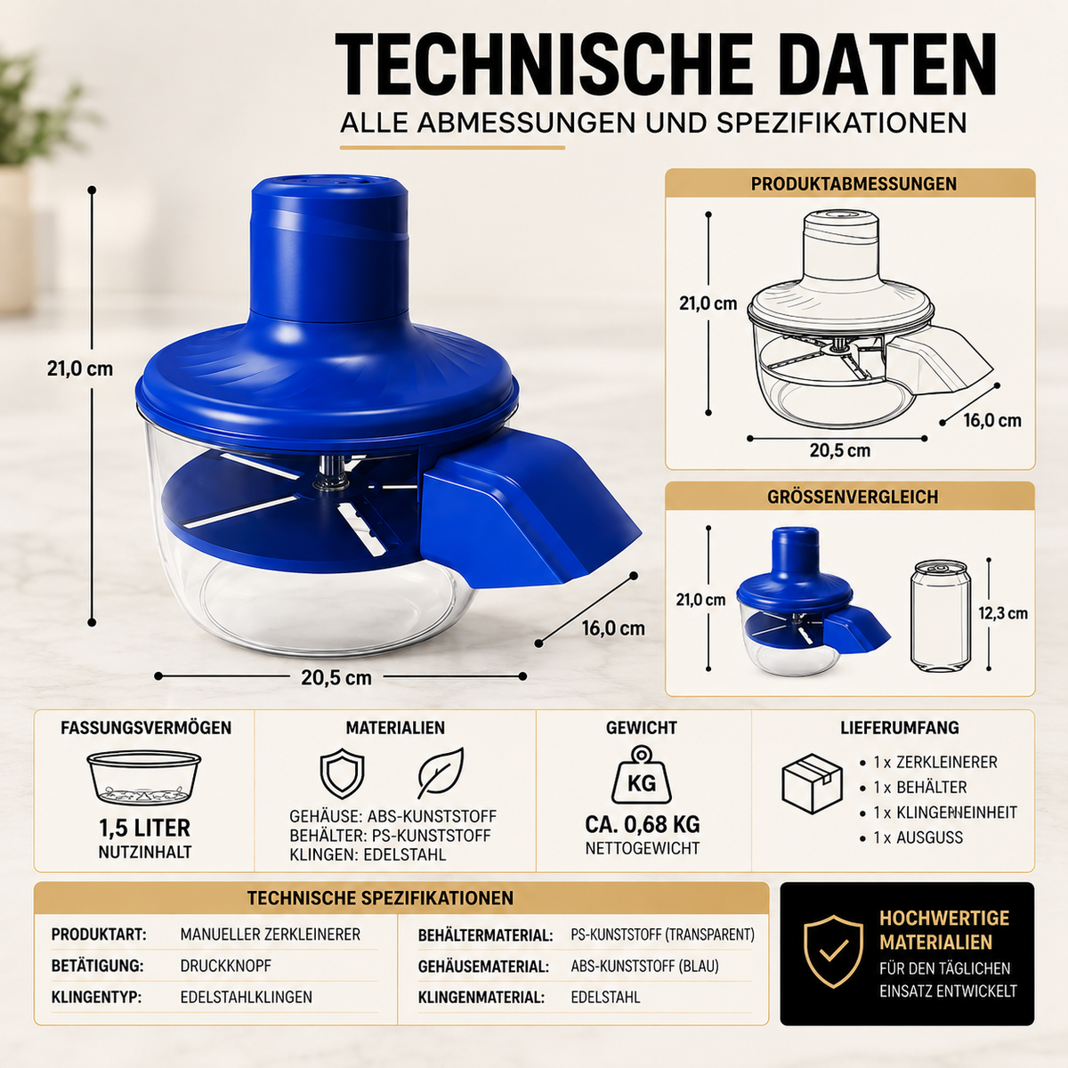 Manueller Food Chopper – Schnell, Kompakt & Perfekt für deine Küche
