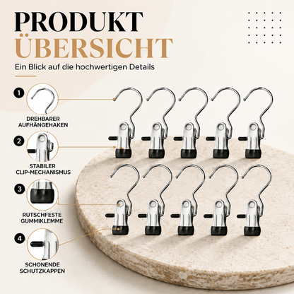 Premium Edelstahl Wäscheklammern Satz mit Haken – Stark & Flexibel