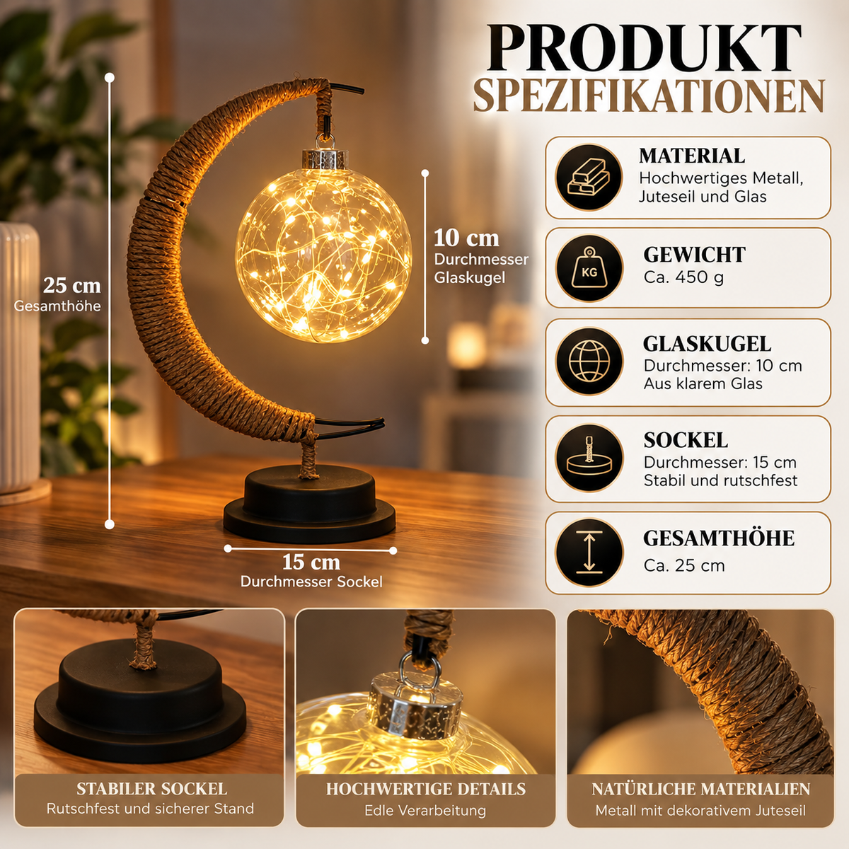 Stilvolle Mondlicht Lampe Cozy Atmosphäre sofort