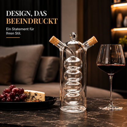 2-in-1 Öl & Essig Spender aus Glas mit Doppelkammer