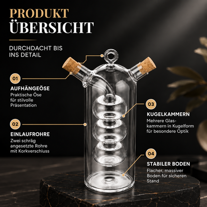 2-in-1 Öl & Essig Spender aus Glas mit Doppelkammer