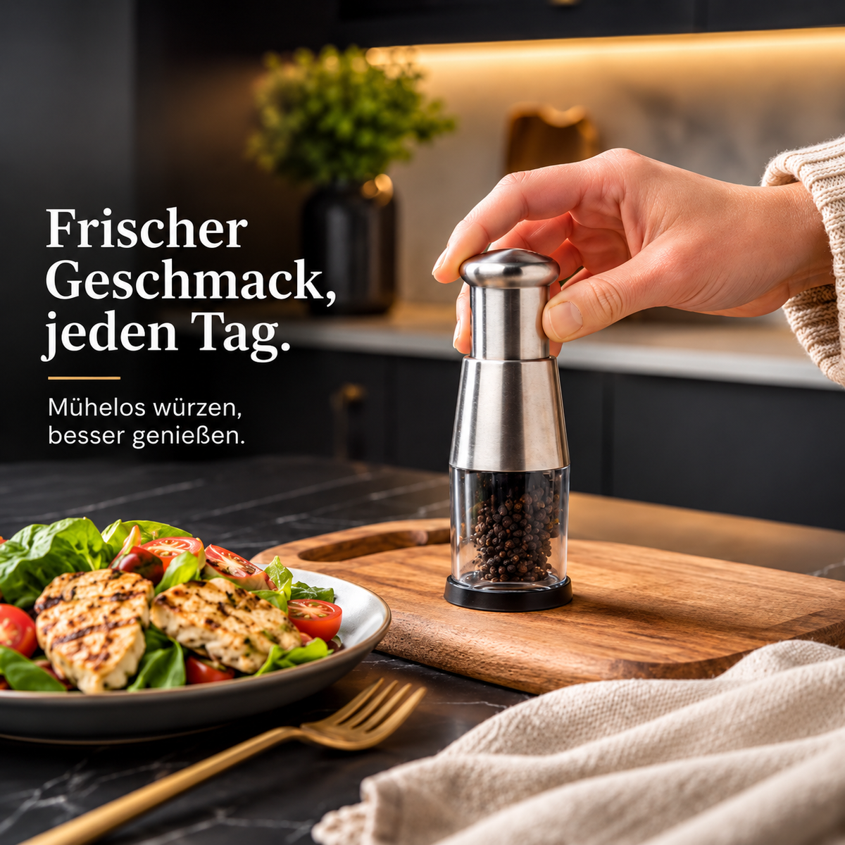 2-in-1 Knoblauchpresse & Mini-Zerkleinerer aus Edelstahl