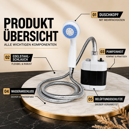 Wiederaufladbare Camping-Duschpumpe – Tragbares Im Freien-Duschsystem