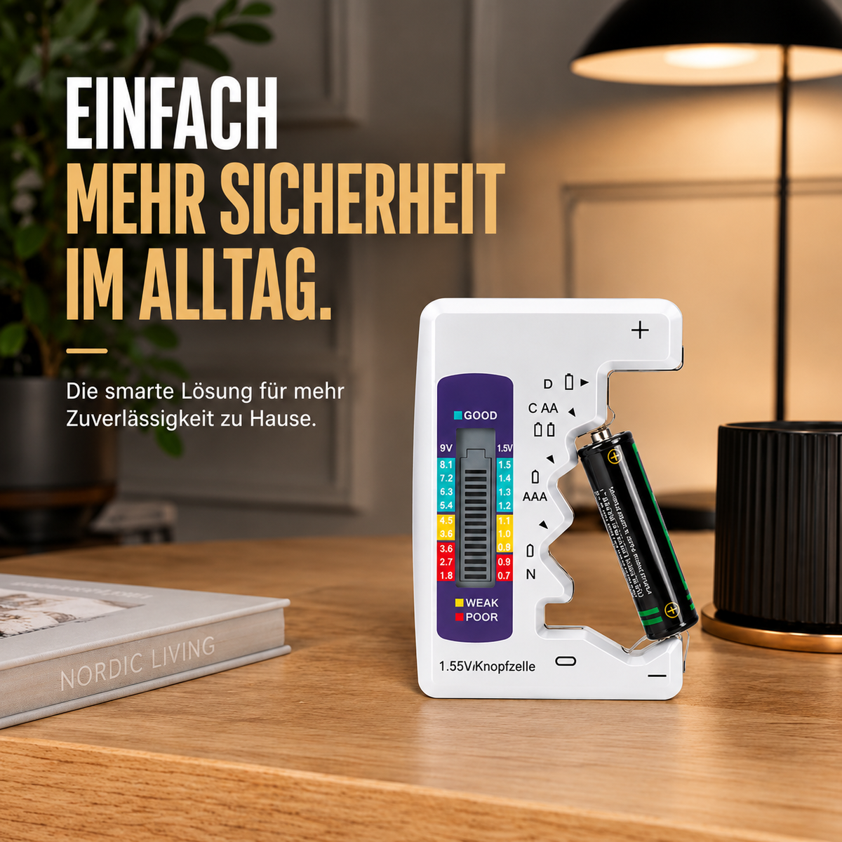 Digitaler Batterietester mit LCD für viele Batterietypen