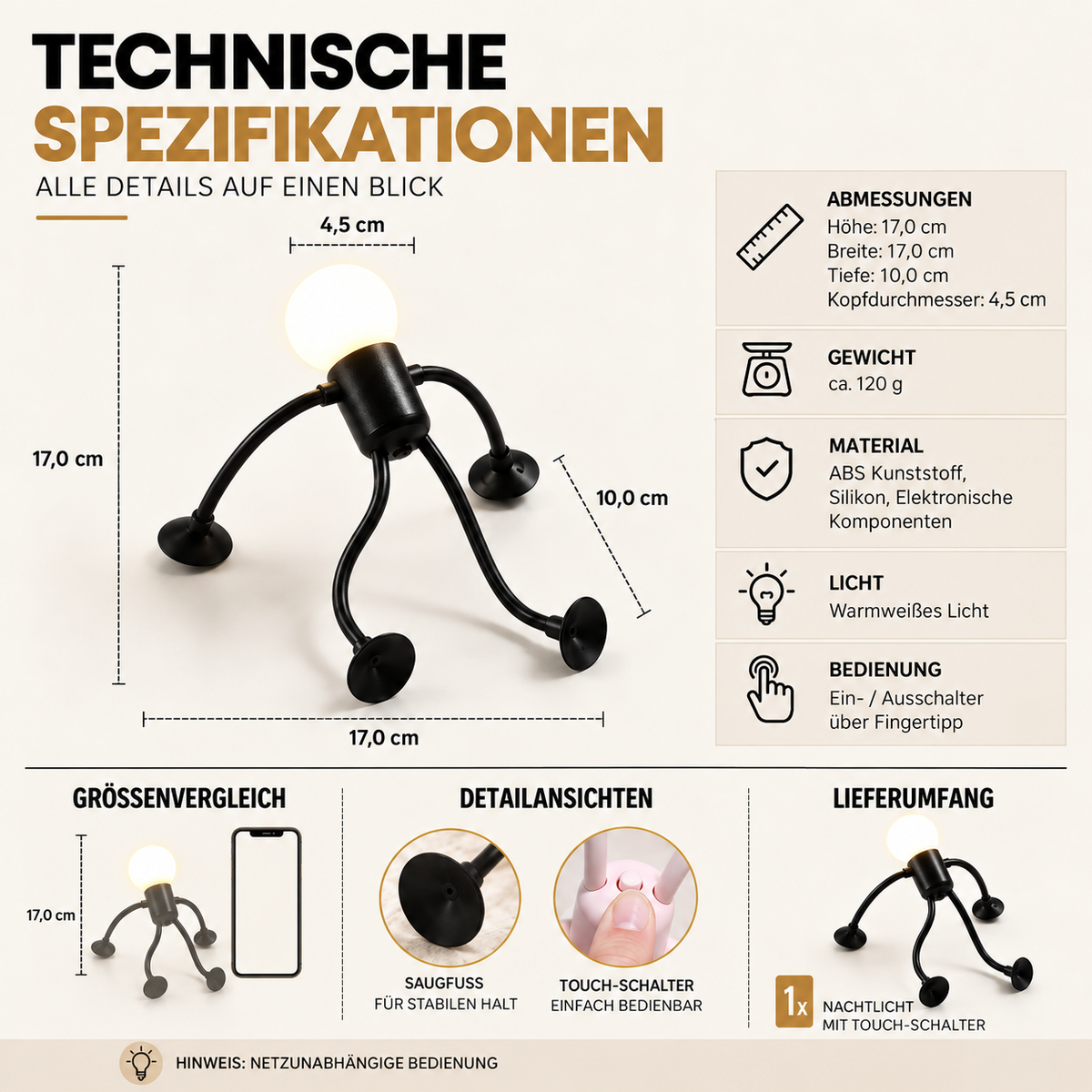 Flexible LED-Nachtleuchte in Humanoidform – Kreative Schreibtischlampe