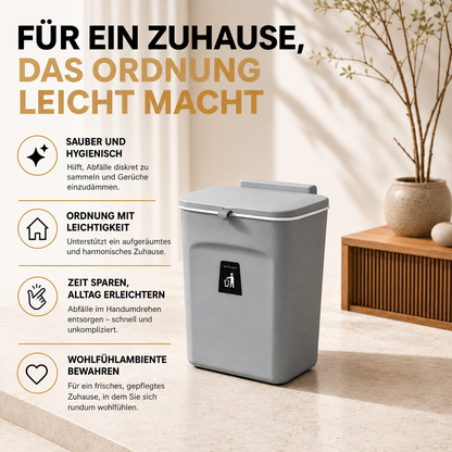 9-Liter-Abfalleimer mit Schiebedeckel – Kompakter Abfalleimer mit Geruchskontrolle