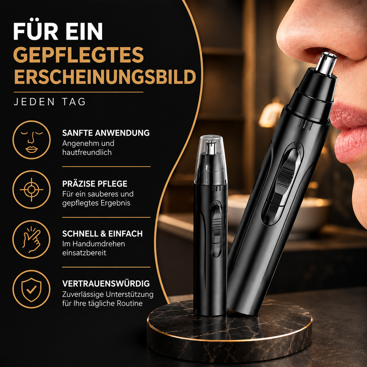 Elektrischer Nasen- und Ohrhaartrimmer – Präzisions-Pflegegerät