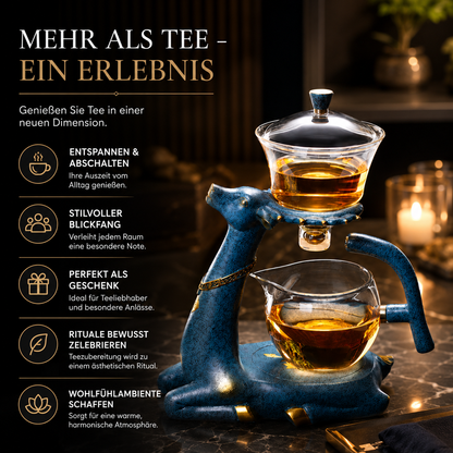 Infografik mit den wichtigsten Vorteilen der Glas-Teekanne wie hochwertiges Material, modernes Design und einfache Handhabung.