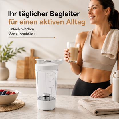 Tragbarer USB-Shaker bereitet Proteinshakes und Smoothies schnell und gleichmäßig zu