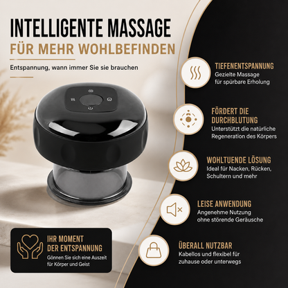 Übersicht der Funktionen des elektrischen Schröpfmassagegeräts mit intelligenter Massage und Rotlichtfunktion