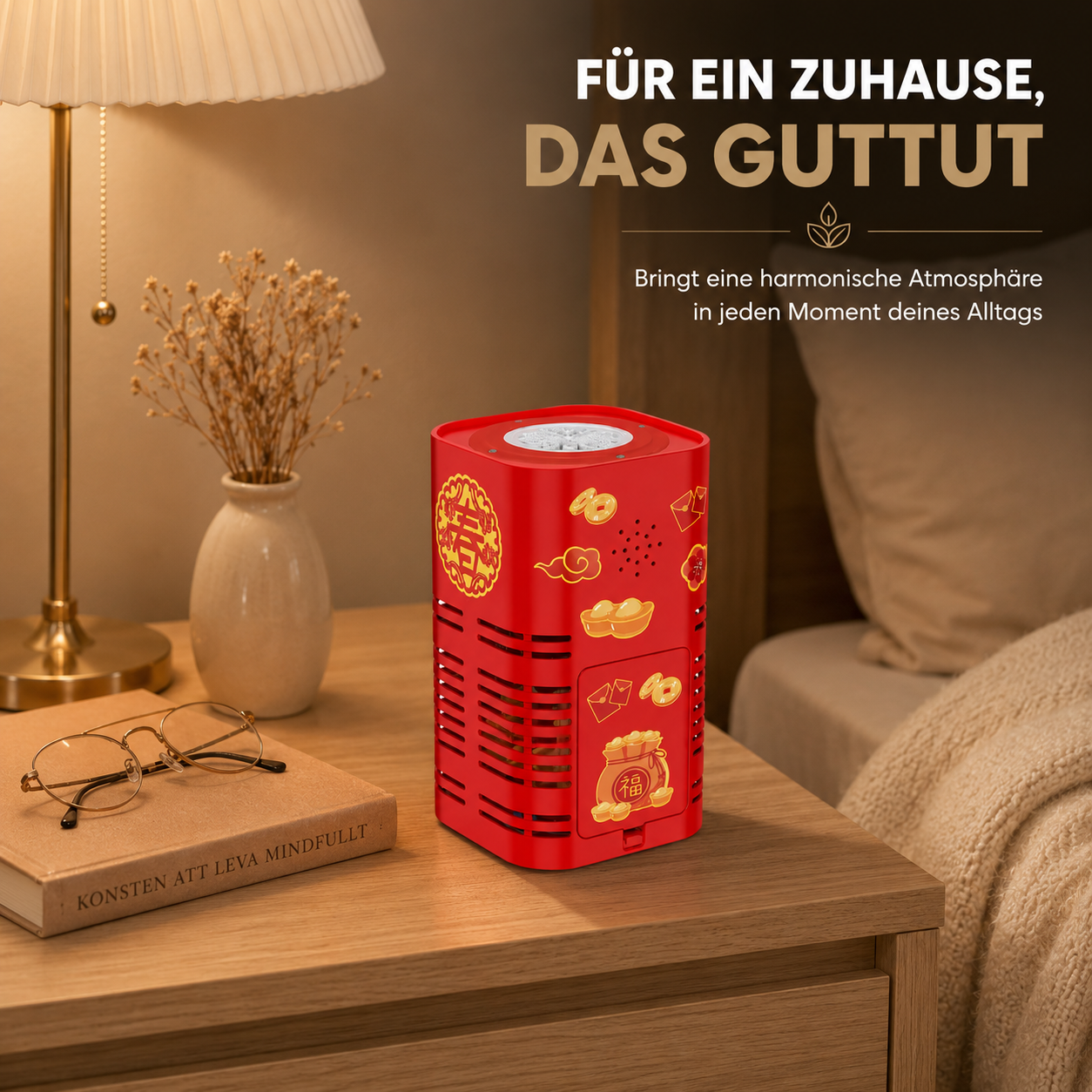 LED-Laterne mit flackerndem Flammeneffekt sorgt für eine stimmungsvolle Atmosphäre im Wohnbereich.