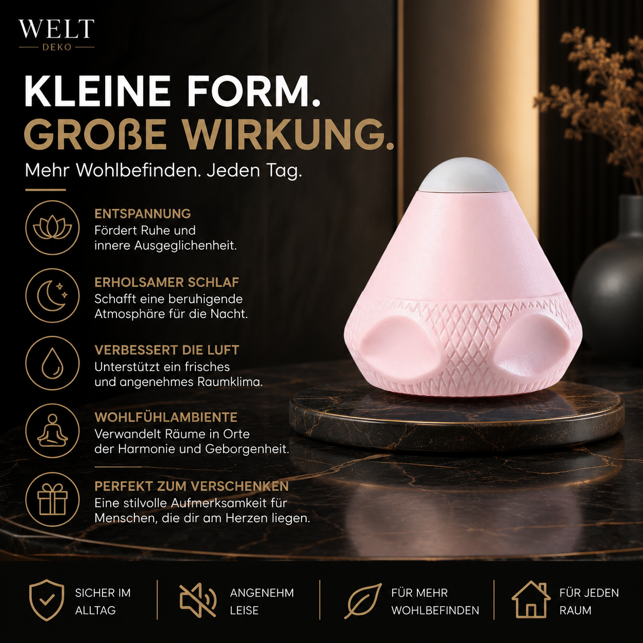 Die stilvolle Silikon-Nachtlampe schafft eine beruhigende Atmosphäre mit sanftem Licht. Ideal für mehr Entspannung, erholsamen Schlaf und ein gemütliches Ambiente in jedem Raum.
