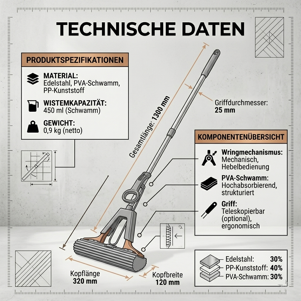 Person reinigt den Boden mit dem flachen Bodenwischer für eine schnelle und einfache Reinigung