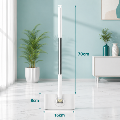 Mit einer Gesamthöhe von 70 cm eignet sich der Bodenwischer ideal für schnelle Reinigungsarbeiten. Die 16 cm breite Wischfläche und die flache Höhe von nur 8 cm ermöglichen eine gründliche Reinigung auch in schmalen Bereichen und unter Möbeln.
