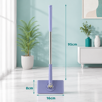 Mit einer Gesamthöhe von 95 cm sorgt der Bodenwischer für eine komfortable Nutzung ohne häufiges Bücken. Die 16 cm breite Wischfläche und die flache Höhe von nur 8 cm erleichtern das Reinigen schmaler Bereiche sowie unter Möbeln.