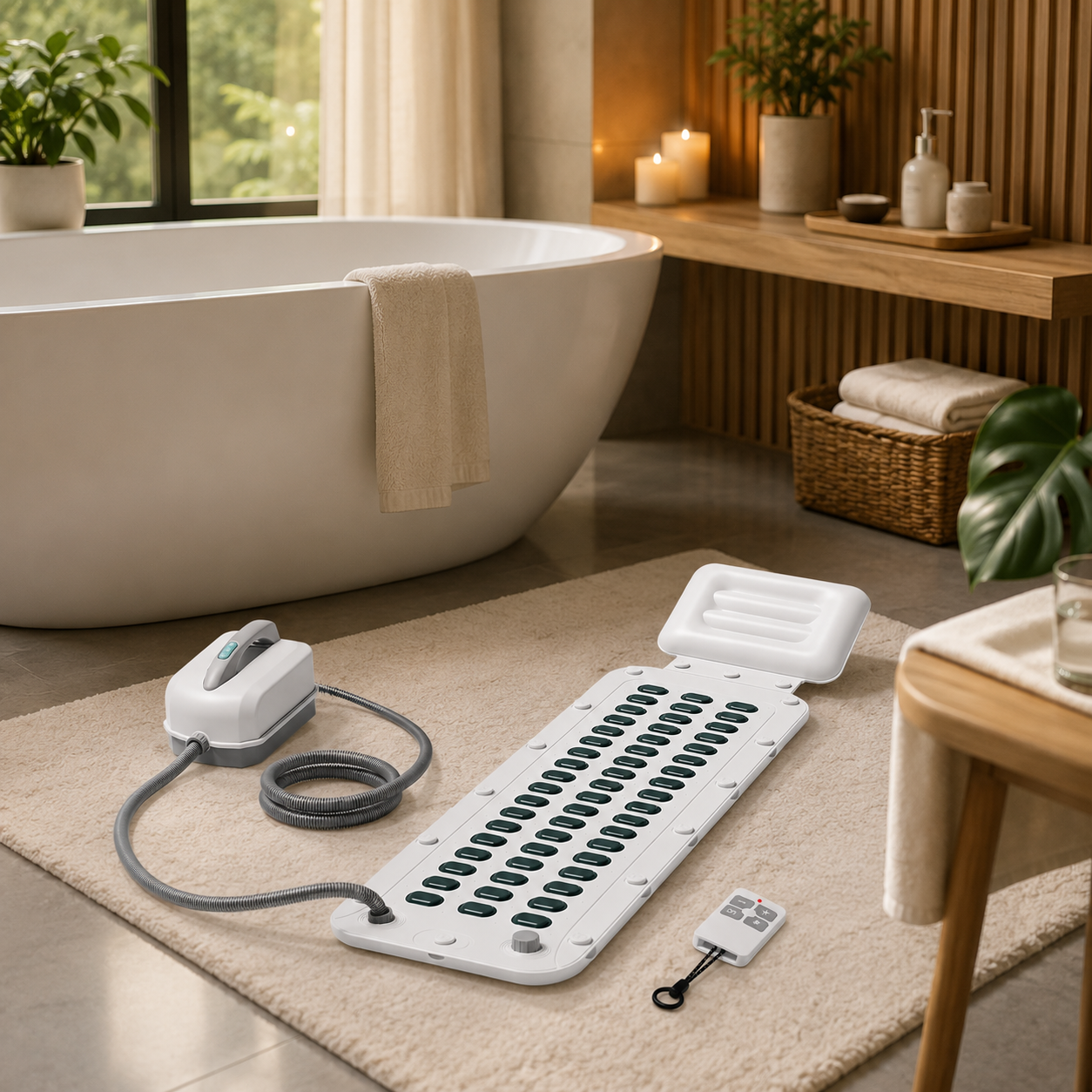 Moderne Mehrfachsteckdose mit USB-Anschlüssen in einer stilvollen Wohnumgebung für vielseitige Einsatzmöglichkeiten.