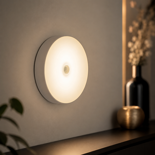 Modernes LED-Nachtlicht mit integriertem Bewegungsmelder und warmweißem Licht. Ideal für Flur, Schlafzimmer oder Treppen – sorgt automatisch für sanfte Beleuchtung bei Bewegung.
