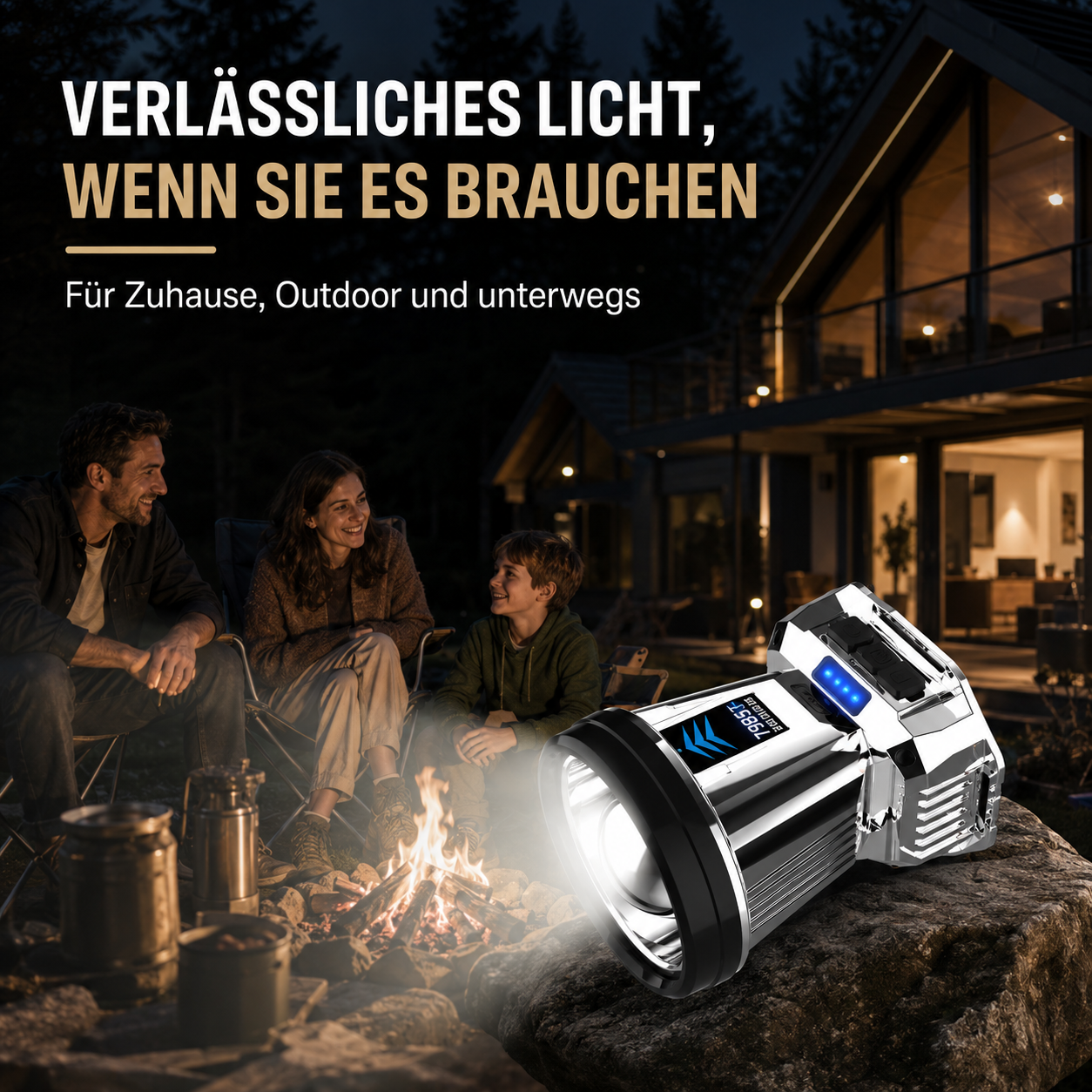LED-Taschenlampe mit hoher Leuchtkraft für Outdoor, Camping und Notfälle