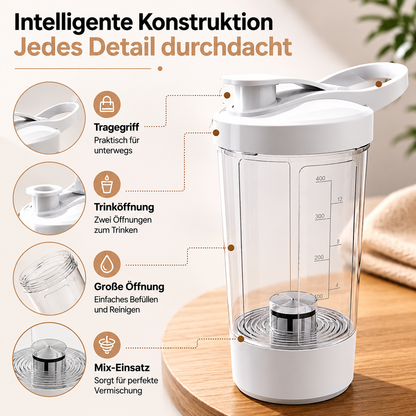 Elektrischer Shaker sorgt für gleichmäßiges Vermischen von Proteinpulver und Getränken