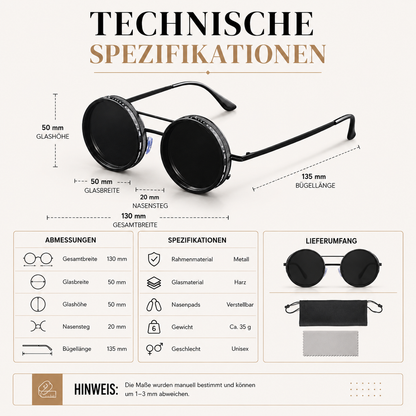 Vergleich der Sicht durch polarisierte Gläser der Retro-Sonnenbrille