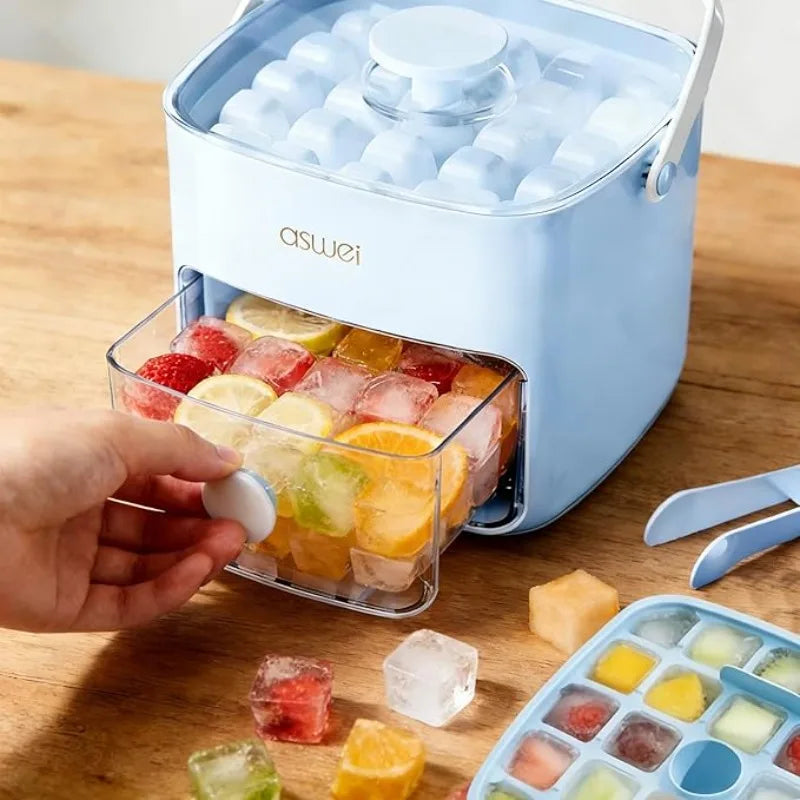 One-Press Eiswürfelform mit Box & Zange – 48 Fächer Komfort
