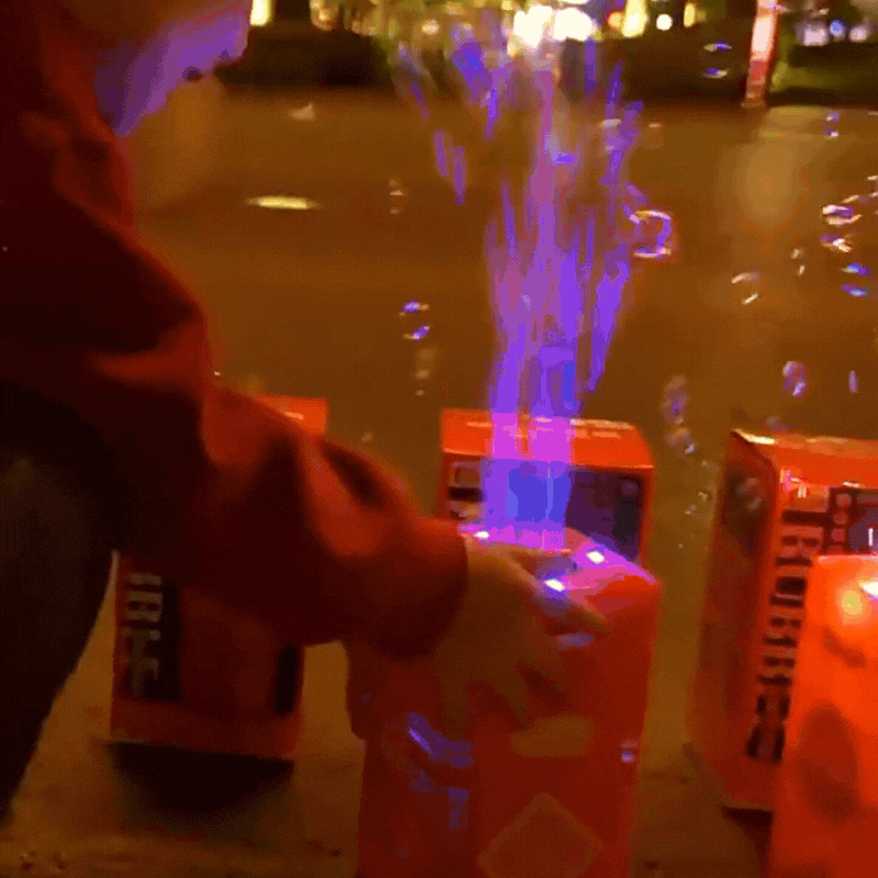 LED-Seifenblasenmaschine mit Feuerwerk-Effekt und bunten LED-Lichteffekten