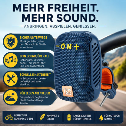 Infografik mit den wichtigsten Vorteilen des tragbaren Bluetooth-Lautsprechers