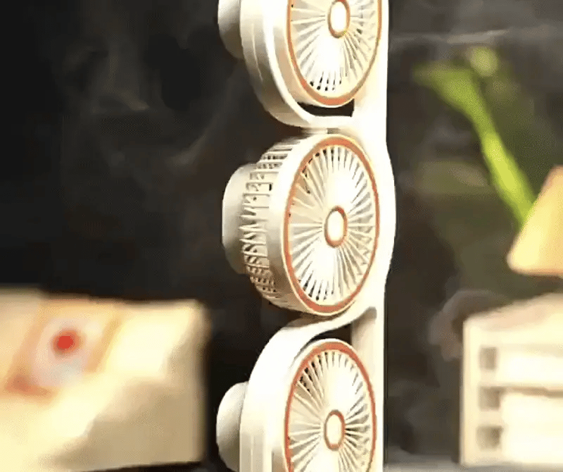 Tragbarer USB Ventilator mit 3 Köpfen & 5 Stufen Kühlung