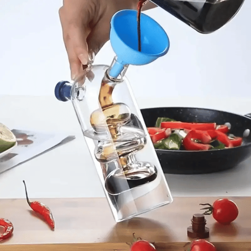 2-in-1 Öl & Essig Spender aus Glas mit Doppelkammer