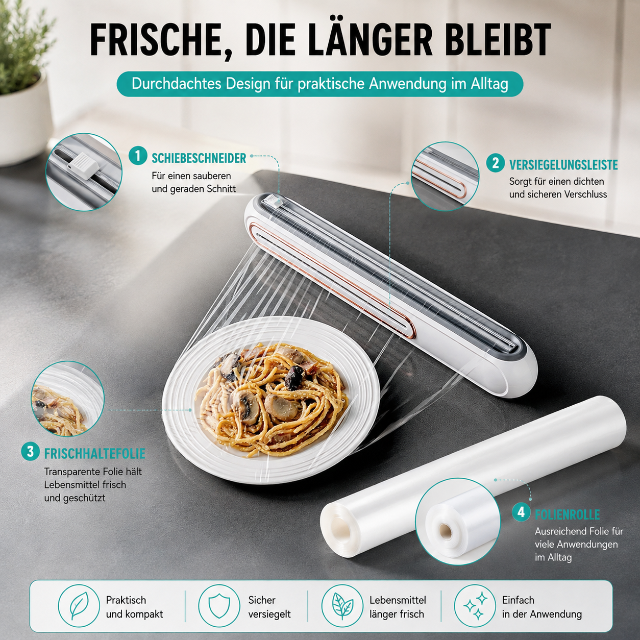 Vakuumiergerät zum praktischen Frischhalten und Aufbewahren von Lebensmitteln