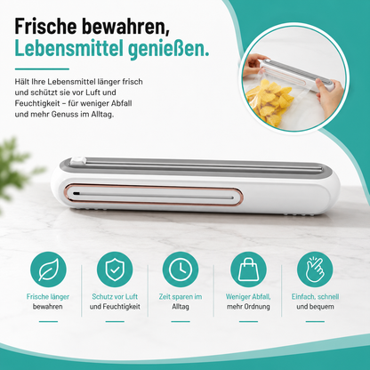 Vakuumiergerät mit übersichtlicher Darstellung der Vorteile für den täglichen Gebrauch